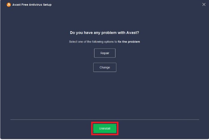 Avast Avast-Fre-Antivirus（アバスト 無料アンチウイルス）ソフトウェア（アプリケーション）のアンインストール手順5